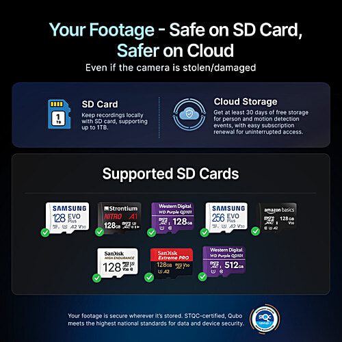 Qubo Smart 360° 3MP 2K Wi-Fi Security Camera - White, 1 Unit pc