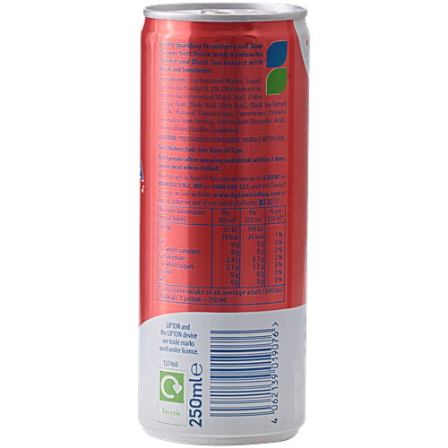 Lipton Strawberry Mint Flavour Kombucha, 250 ml  Lightly Sparkling, Low In Sugar