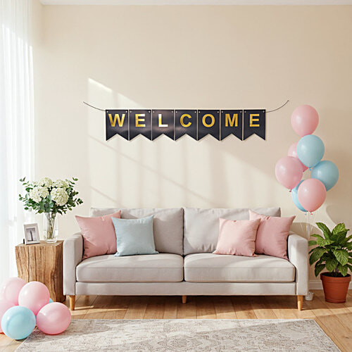 Oye Happy Welcome Metallic Foil Banner, 1 pc  