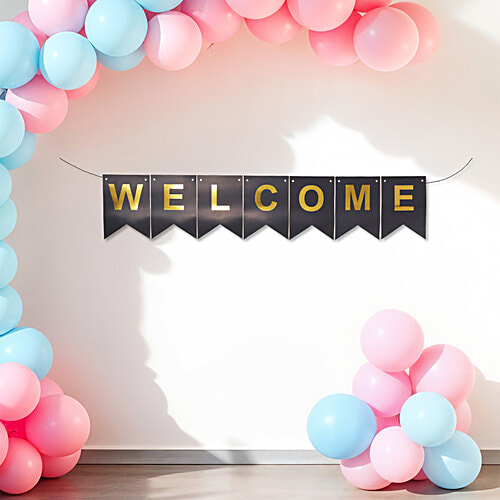Oye Happy Welcome Metallic Foil Banner, 1 pc  