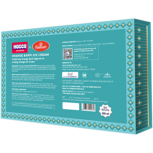 Hocco Orange Barfi Ice Cream, 300 ml Carton 