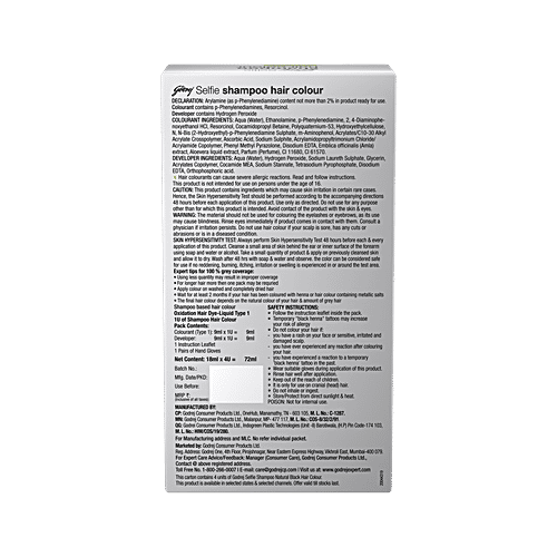 Godrej Selfie Shampoo Hair Colour, 18 ml (Pack of 4) No Ammonia