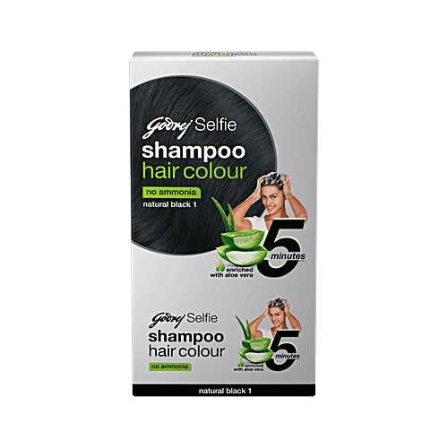 Godrej Selfie Shampoo Hair Colour, 18 ml (Pack of 4) No Ammonia