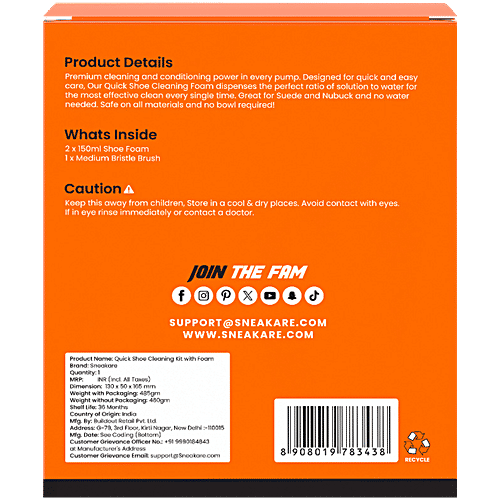 Sneakare Quick Shoe Cleaning Kit With Foam Cleaner, 1 pc  