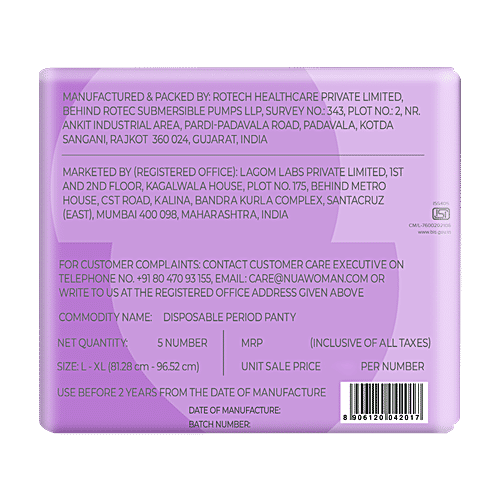 Nua Comfort Disposable Period Panties - L-XL, 5 pcs Disposable Ultra Absorbent