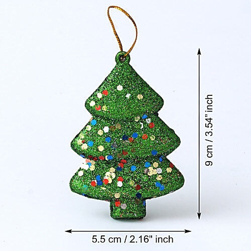 eCraftIndia Sparkly Christmas Trees Decor - Red, Green, Gold, Silver, 4 pcs