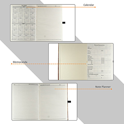 Cubic A5 Undated New Year Diary - Wine Cork Fabric Cover, 1 pc  