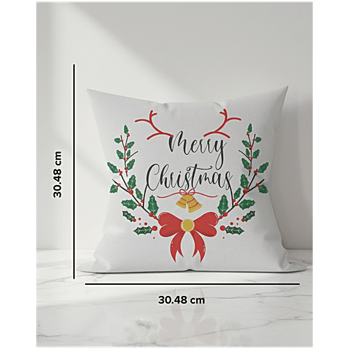 Mad Over Print Merry Christmas Cushion - White, 1 pc