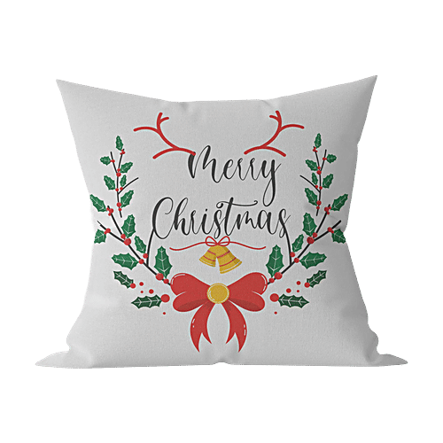 Mad Over Print Merry Christmas Cushion - White, 1 pc