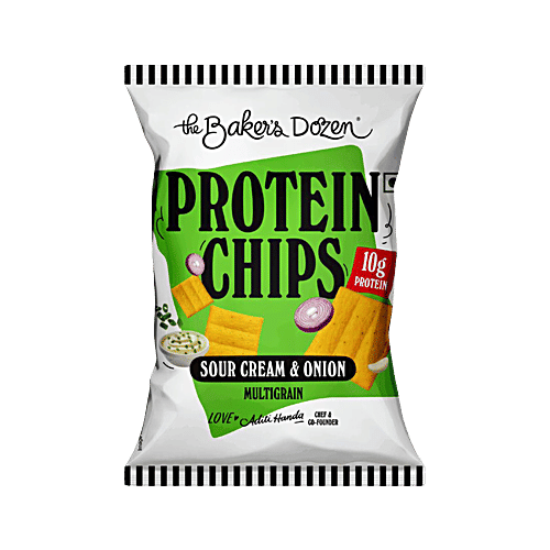 The Baker's Dozen Sour Cream & Onion Multigrain Protein Chips, 45 g  10g Protein