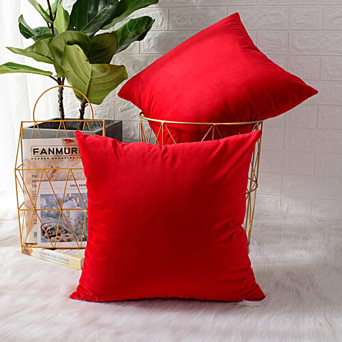 JBG Home Store Christmas Velvet Cushion Cover - Red, 2 pcs