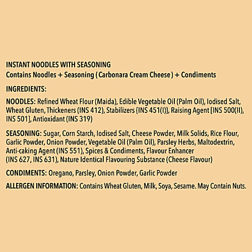 Wow! Noodles Carbonara Cheese Veg Ramen, 280 g (4x70 g) No Added MSG