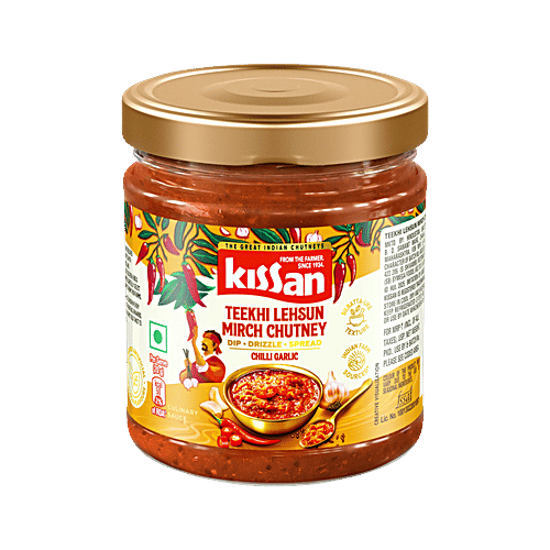 Kissan Teekhi Lehsun Mirch Chutney - Chilli Garlic, 200 g Bottle 