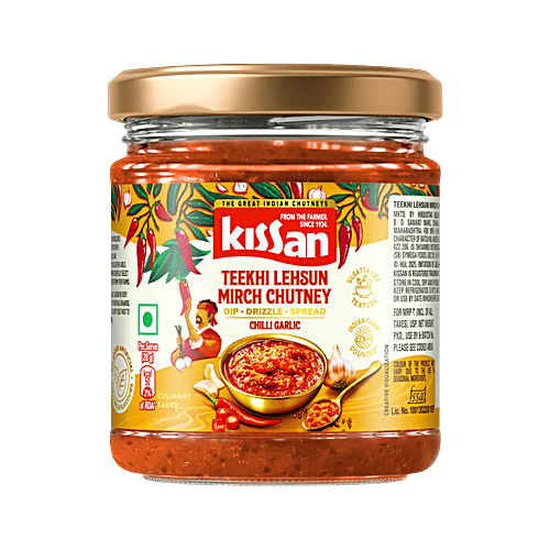 Kissan Teekhi Lehsun Mirch Chutney - Chilli Garlic, 200 g Bottle 