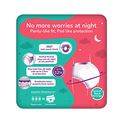 Evereve Overnight Period Panties, M-L, 5 pcs (Buy 1 Get 1 Free) Anti-Leak Coverage, Stain Protection