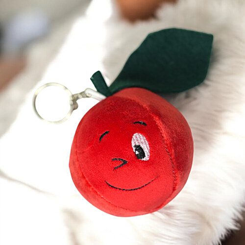 Lazy Baby Red Fruit Plush Keychain Toy - 8 cm, 1 pc Gift