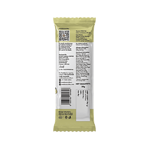 Sweet Karam Coffee Sesame Chikki Bar, 20 g  No White Sugar, No Liquid Glucose, Source of Calcium