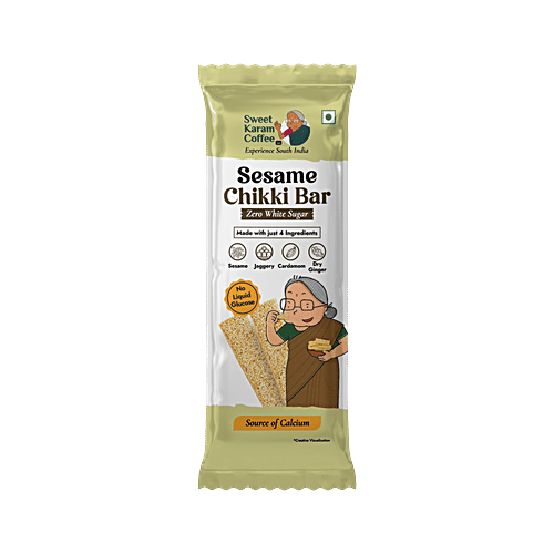 Sweet Karam Coffee Sesame Chikki Bar, 20 g  No White Sugar, No Liquid Glucose, Source of Calcium