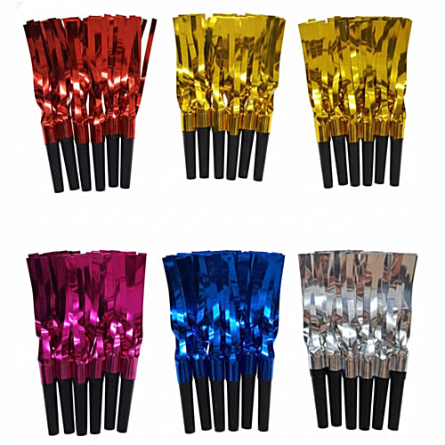 Melukhha Blowout Whistle For Party - Assorted, Medium, 6 pcs  Party Accessories