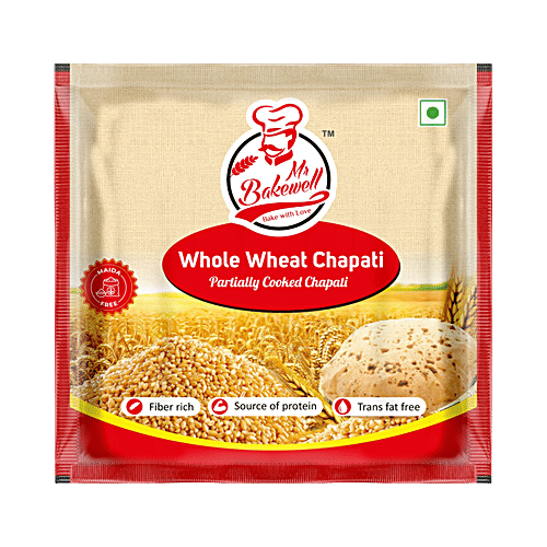 Mr Bakewell Whole Wheat Partially Cooked Chapati, 450 g Fibre Rich, Source of Protein, Trans Fat Free