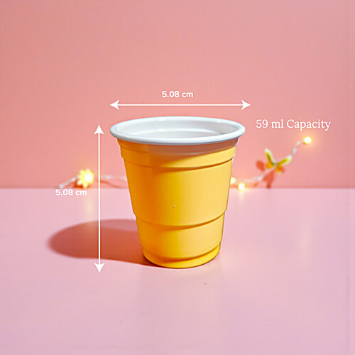 House of Festivals Disposable Shot Glasses - Yellow, Mini Shot Cups For Drinking Games & Cocktails, 59 ml (Pack of 10) Party Glasses,
