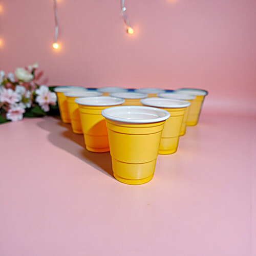 House of Festivals Disposable Shot Glasses - Yellow, Mini Shot Cups For Drinking Games & Cocktails, 59 ml (Pack of 10) Party Glasses,