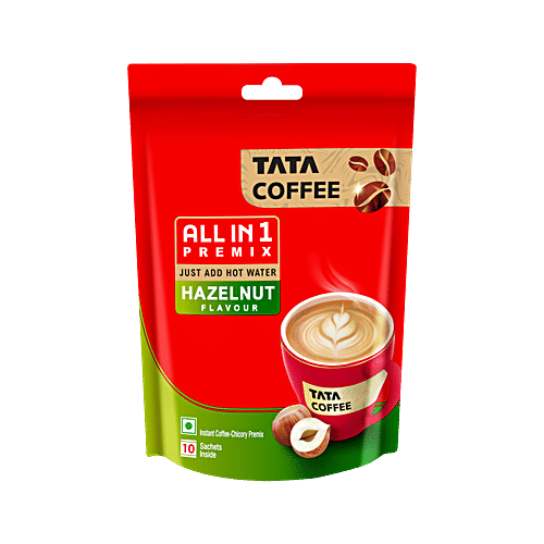 Tata Coffee Hazelnut Flavour All In 1 Instant Coffee-Chicory Premix, 160 g (10 x 16 g)