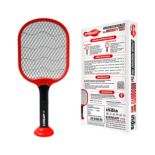Eveready 2-In-1 Electric Mosquito Racquet & Zapper With Auto Mode & Blue LED Light, 1 Unit  
