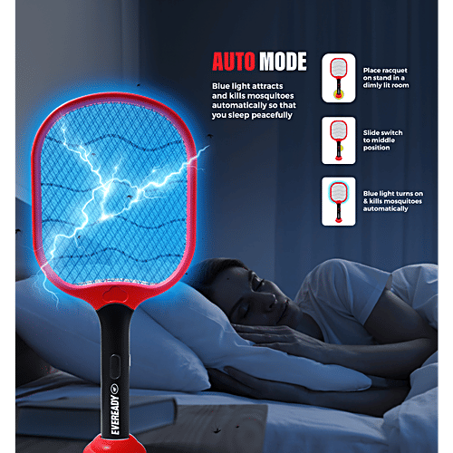 Eveready 2-In-1 Electric Mosquito Racquet & Zapper With Auto Mode & Blue LED Light, 1 Unit  