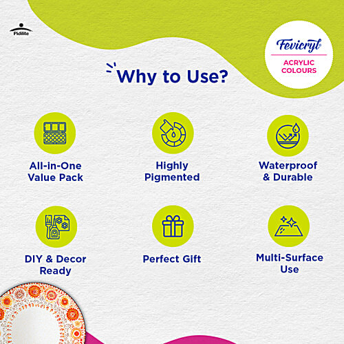 Fevicryl Carnival Kit WIth 14 Acrylic Paint Colours, 1 pc