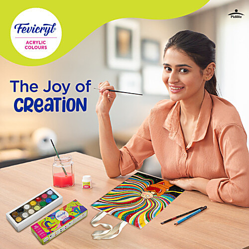 Fevicryl Carnival Kit WIth 14 Acrylic Paint Colours, 1 pc