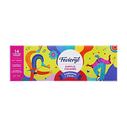 Fevicryl Carnival Kit WIth 14 Acrylic Paint Colours, 1 pc