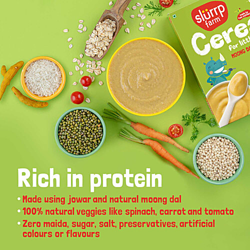 Slurrp Farm Moong Dal Khichdi Cereal For Little Ones, 50 g  No Presevatives, No Artificial Colours, No Added Sugar