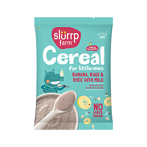 Slurrp Farm Banana, Ragi & Rice With Milk Cereal For LIttle Ones, 50 g No Presevatives, No Artificial Colours, No Added Sugar