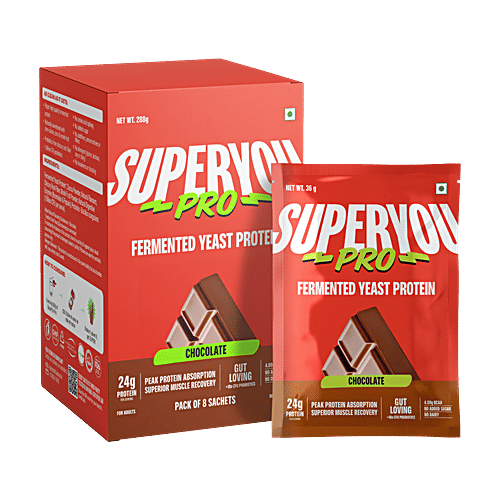 Superyou Pro Chocolate Fermented Yeast 24g Protein Isolate, 36 g (Pack of 8)