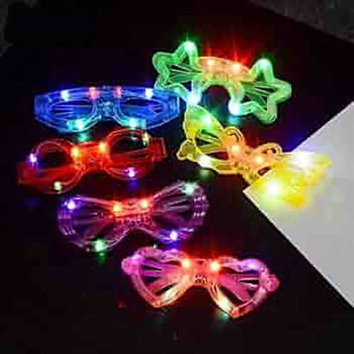 Melukhha LED Light Up Goggle - Assorted Shapes, 1 pc  oval or eye-mask, star, rectangular visor, heart, butterfly, bat design