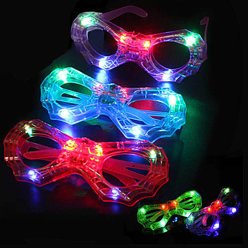 Melukhha LED Light Up Goggle - Assorted Shapes, 1 pc  oval or eye-mask, star, rectangular visor, heart, butterfly, bat design