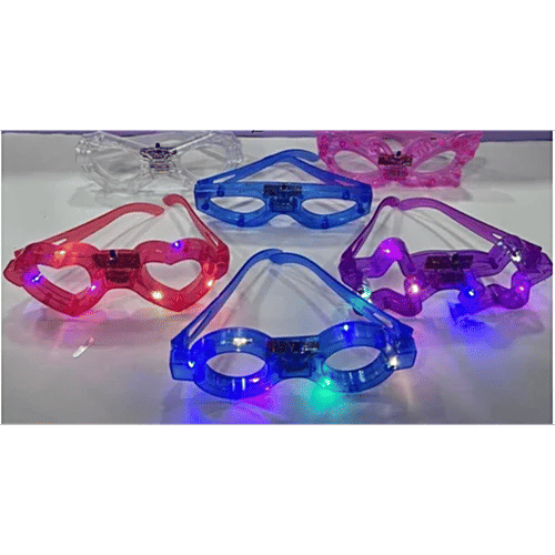 Melukhha LED Light Up Goggle - Assorted Shapes, 1 pc  oval or eye-mask, star, rectangular visor, heart, butterfly, bat design