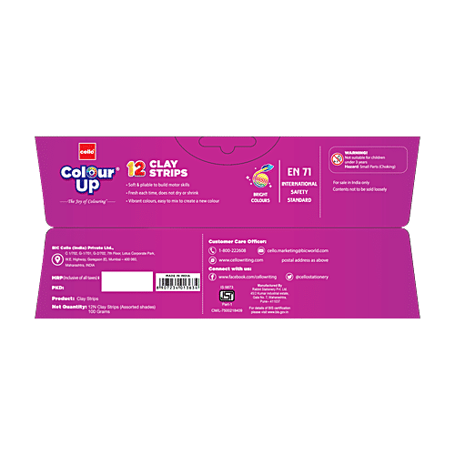 Cello ColourUp 12 Clay Strips - Bright Colours, Assorted, Pack of 1