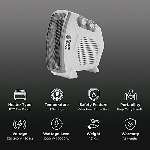 Russell Hobbs India RFH21VH 2000W Fan Room Heater With Variable Temperature Control - Wide Oscillation, 1 Unit