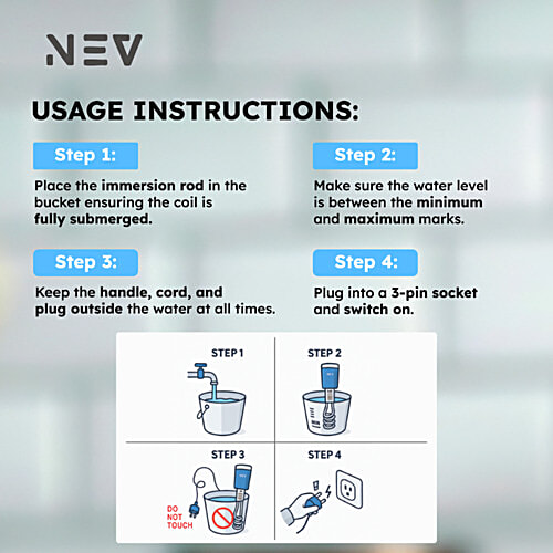 Nev ThermX IR-01 Immersion Rod/Water Heater - 1500W, Blue, 1 pc Shock-Proof