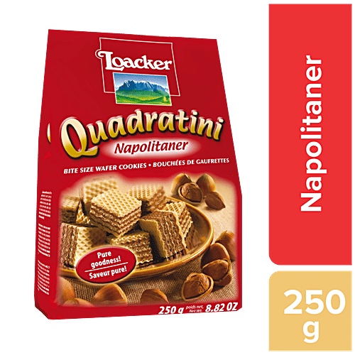Loacker Quadratini Wafer Cookies - Napolitaner, 250 g Pure goodness!
Saveur pure!