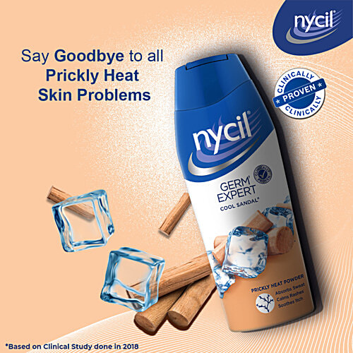 Nycil Germ Expert Prickly Heat Powder - Cool Sandal, 150 g (Get Cool Sandal 50g FREE) 