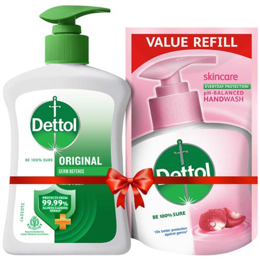 Dettol Original Liquid Handwash, 200 ml (Get Skincare pH Balanced Liquid Handwash 175 ml Refill Pack Free)