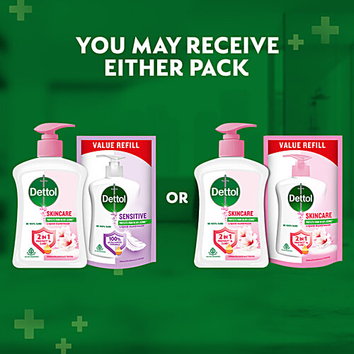 Dettol Skincare Liquid Handwash, 200 ml (Get Liquid Handwash, 175 ml Refill Pack Free) 10x Better Germ Protection