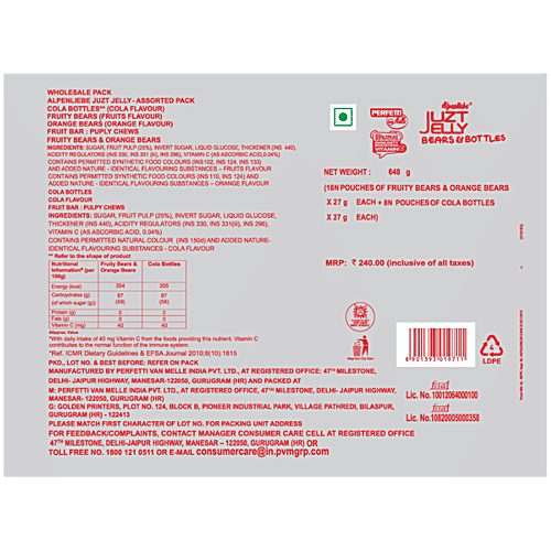 Alpenliebe Juzt Jelly Candies - Assorted Display Hanger, 648 g (Pack of 24) 