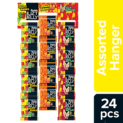 Alpenliebe Juzt Jelly Candies - Assorted Display Hanger, 648 g (Pack of 24) 