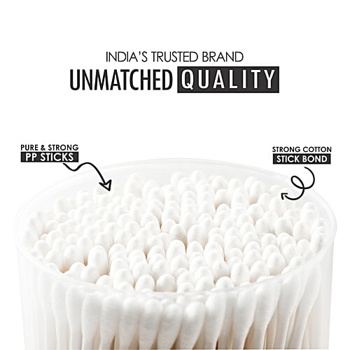 Tulips Eco - Friendly Cotton Ear Buds/Swabs In A PP Jar, 100 pcs Polypack Untouched By Hands