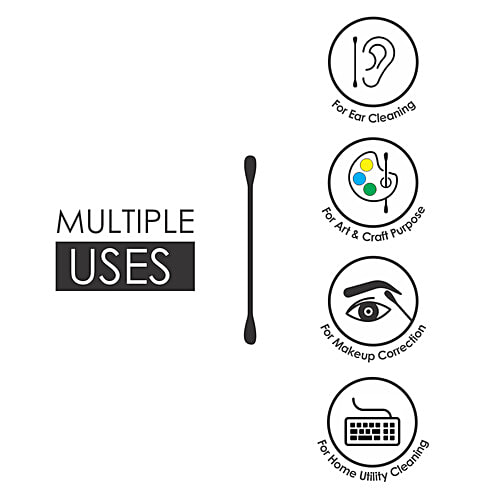 Tulips Eco - Friendly Cotton Ear Buds/Swabs In A PP Jar, 100 pcs Polypack Untouched By Hands