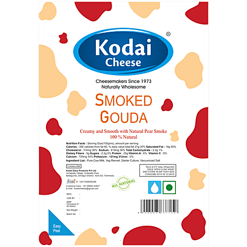 KODAI CHEESE Smoked Gouda Cheese, 200 g  Smoked Flavour
 Ideal for Grilling and Baking